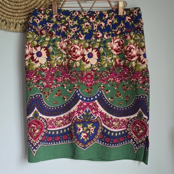 Anthropologie New Maeve Sheffield Colorful Floral Stretch Pencil Skirt Size 12 - Picture 13 of 13
